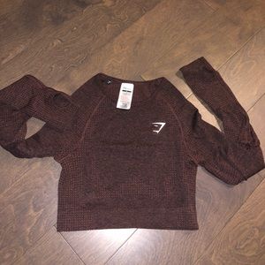 Gymshark Vital Seamless Long Sleeve Crop Top - Brown Marl